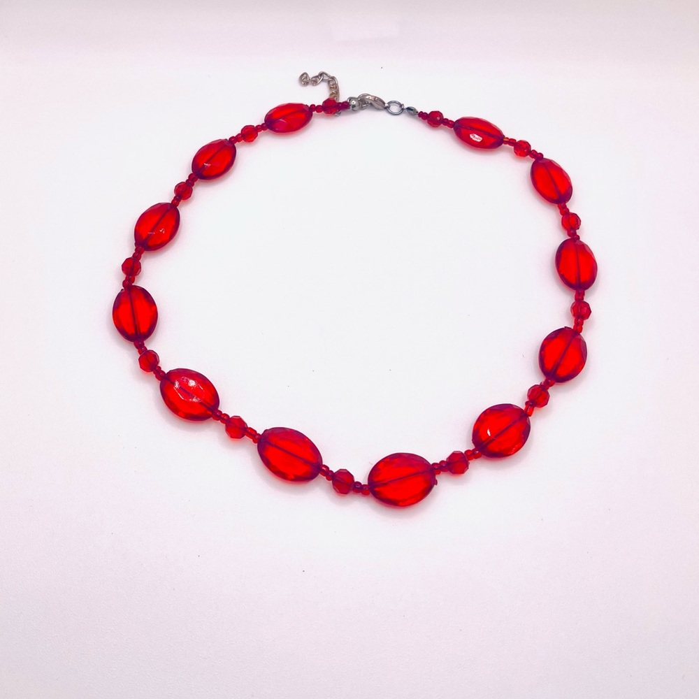 Vintage 1920s Red “Blown”  Beaded Necklace